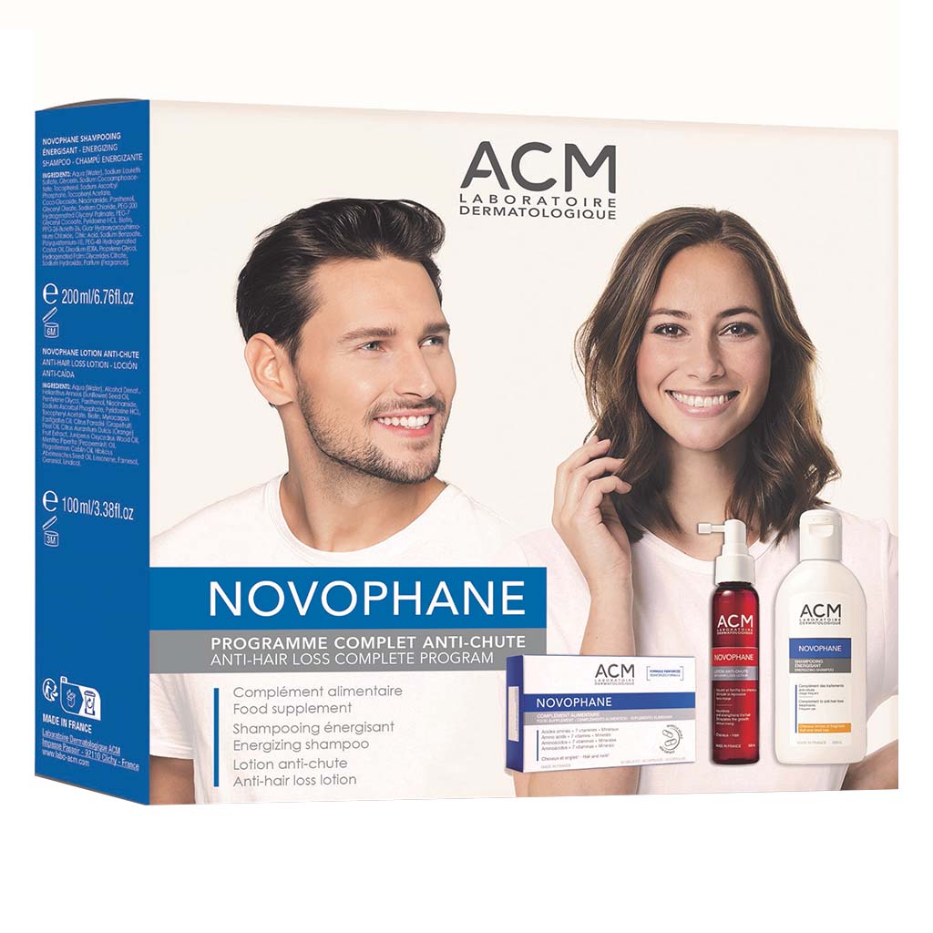 ACM Novophane Anti Hair Loss Complete Program Kit With Anti Hair loss Lotion 100ml, Novophane Capsules 60's & Energizing Shampoo 200ml